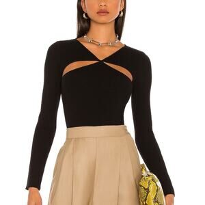 Line & Dot Ribbed Black Halo Cutout Sweater Size XS